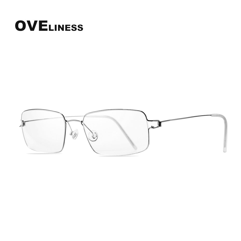 Oveliness Unisex Full Rim Square Screwless Titanium Alloy Eyeglasses Full Rim Oveliness silver  