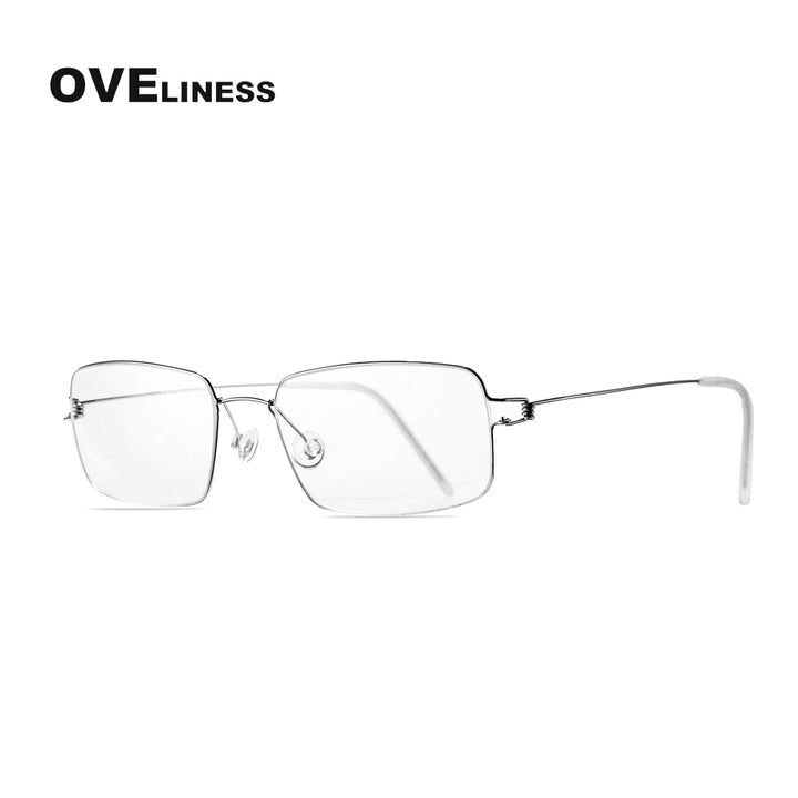 Oveliness Unisex Full Rim Square Screwless Titanium Alloy Eyeglasses Full Rim Oveliness silver  