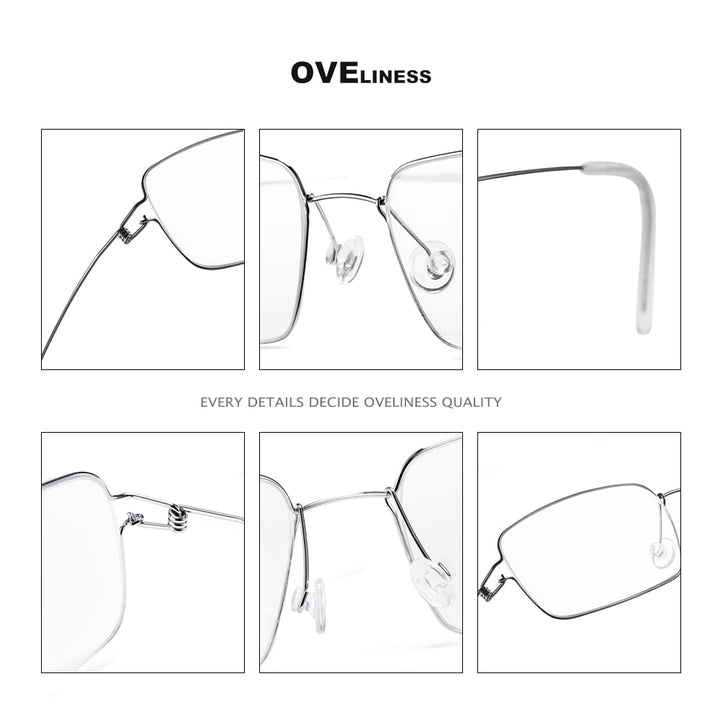 Oveliness Unisex Full Rim Square Screwless Titanium Alloy Eyeglasses Full Rim Oveliness   