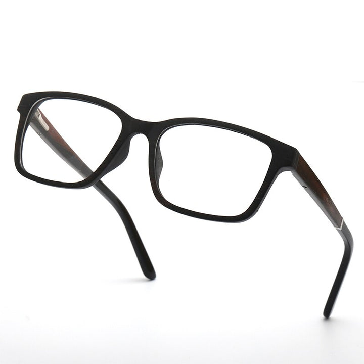 Hdcrafter Unisex Full Rim Round Wood Frame Eyeglasses 58002 Full Rim Hdcrafter Eyeglasses Default Title  