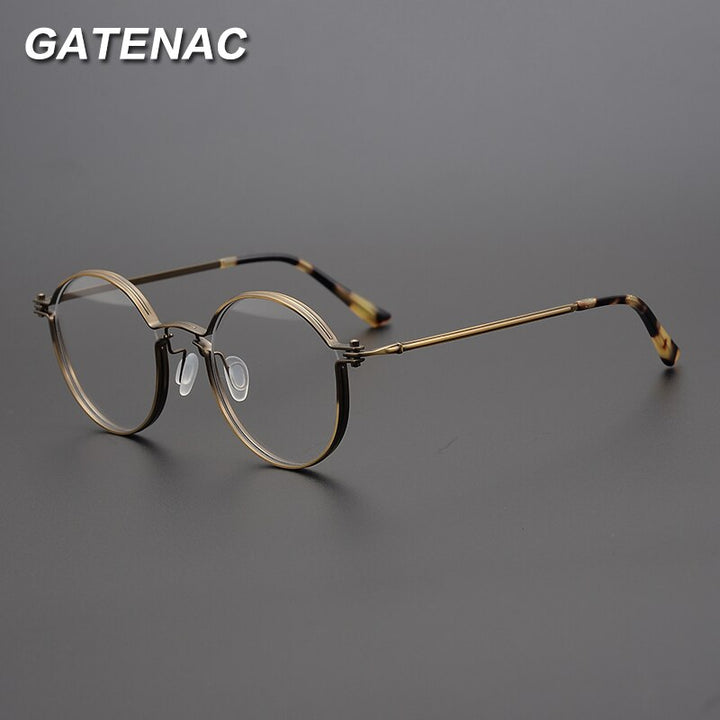 Gatenac Unisex Full Rim Round Titanium Frame Eyeglasses Gxyj687 Full Rim Gatenac   