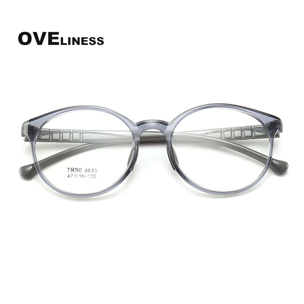 Oveliness Children's Unisex Full Riim Round Tr90 Titanium Eyeglasses 8835 Frame Oveliness grey  