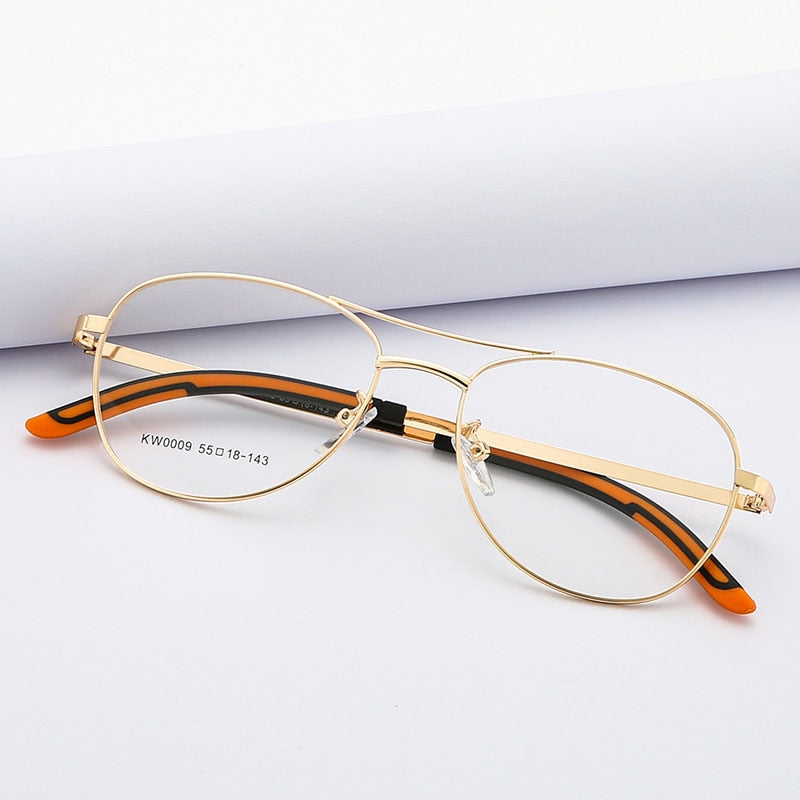 Unisex Double Bridge Full Rim Alloy Frame Eyeglasses Kw0009 Full Rim Bclear Gold  