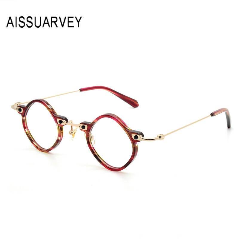 Unisex Acetate Alloy Small Irregular Polygon Full Rim Eyeglasses Full Rim Aissuarvey Eyeglasses   