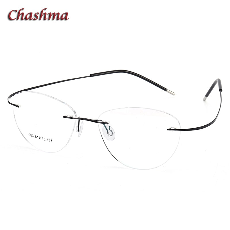 Chashma Ochki Unisex Rimless Triangle Cat Eye Titanium Eyeglasses 60742 Rimless Chashma Ochki Gray Clear 1  