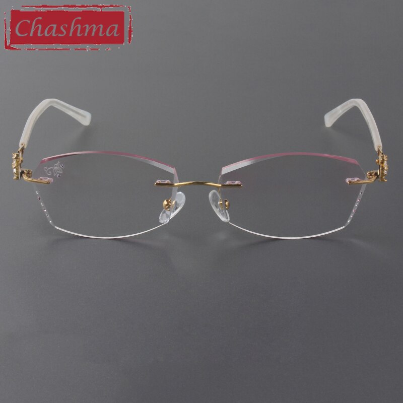 Women's Rimless Diamond Cut Titanium Frame Tinted Eyeglasses 2889 Rimless Chashma   