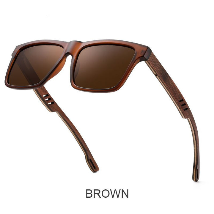 Yimaruili Unisex Full Rim Square  Bamboo/Wooden Frame Polarized Lens Sunglasses 8028 Sunglasses Yimaruili Sunglasses Brown  