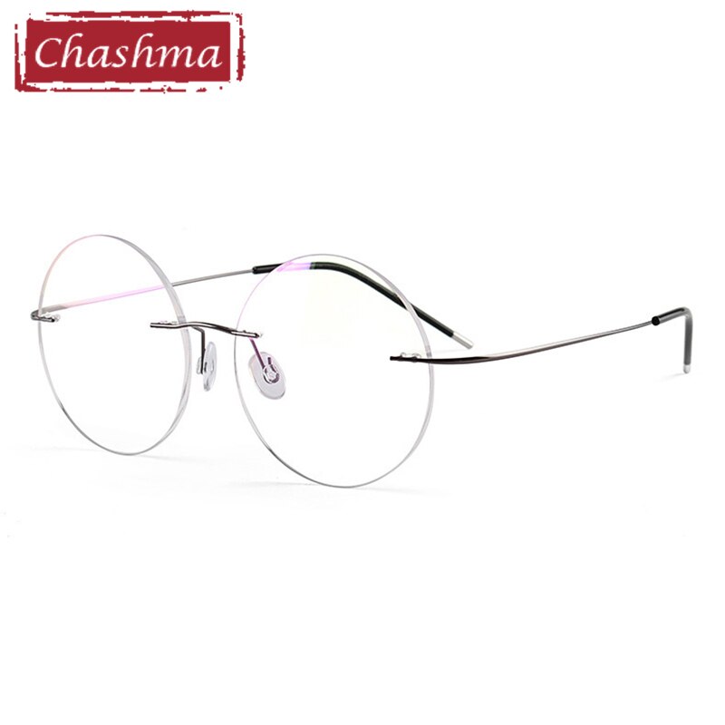 Chashma Ottica Unisex Rimless Round Titanium Eyeglasses 004 Rimless Chashma Ottica Gray  