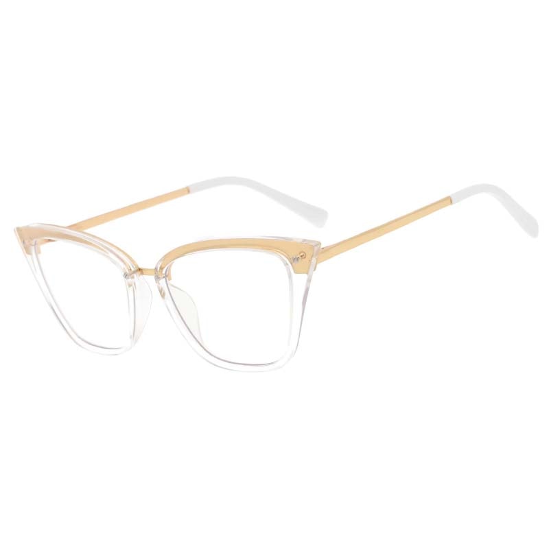 CCspace Unisex Full Rim Square Cat Eye Tr 90 Titanium Frame Eyeglasses 53384 Full Rim CCspace clear  