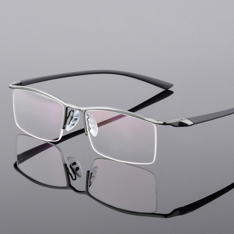 Hotochki Men's Semi Rim Browline Alloy Frame Eyeglasses P8190 Semi Rim Hotochki gray  