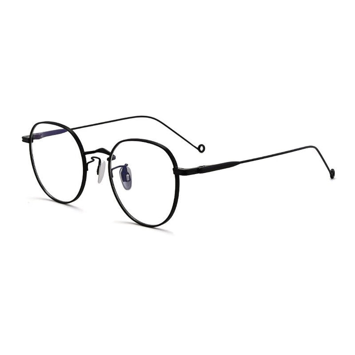 Aissuarvey Round Full Rim Titanium Frame Eyeglasses Unisex Full Rim Aissuarvey Eyeglasses black  
