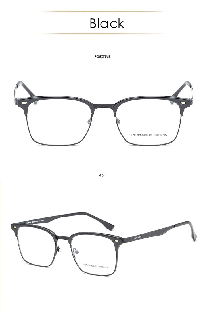 KatKani Unisex Full Rim Titanium Alloy Square Frame Eyeglasses K9563 Full Rim KatKani Eyeglasses   