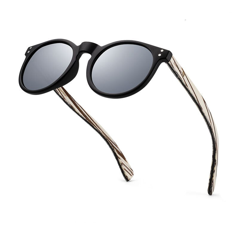 Yimaruili Women's Full Rim Round Wooden Frame Polarized Lens Sunglasses 8003 Sunglasses Yimaruili Sunglasses Silver Other 