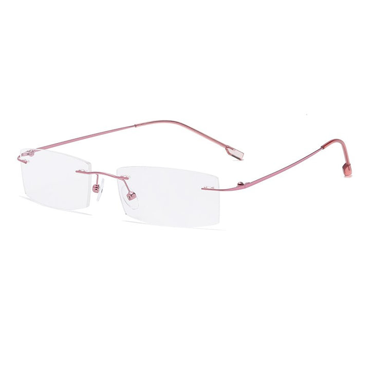 Zirosat 522 Unisex Eyeglasses Memory Titanium Rimless Rimless Zirosat pink  