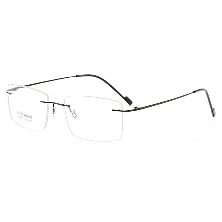 KatKani Men's Rimless Alloy Square Frame Eyeglasses 6043 Rimless KatKani Eyeglasses Black  