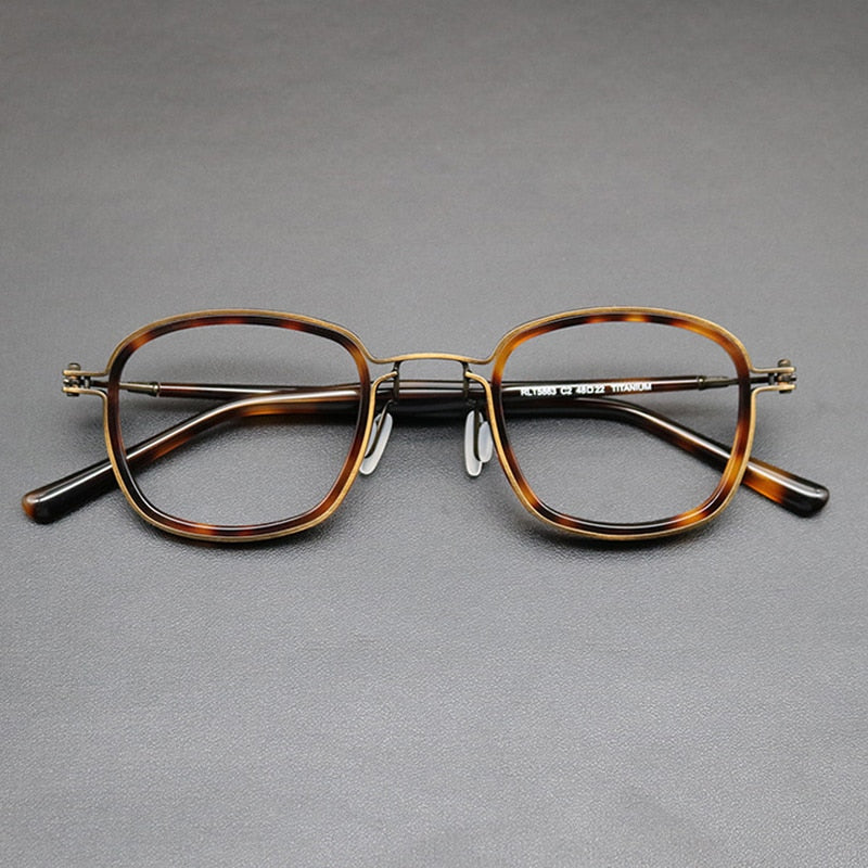 Gatenac Unisex Full Rim Round Titanium Acetate Frame Eyeglasses Gxyj667 Full Rim Gatenac Tortoise  