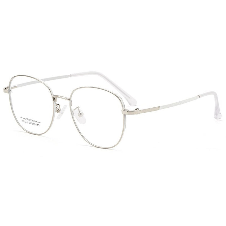 KatKani Unisex Full Rim Round IP Plated Alloy Frame Eyeglasses Ac013 Full Rim KatKani Eyeglasses White Silver  