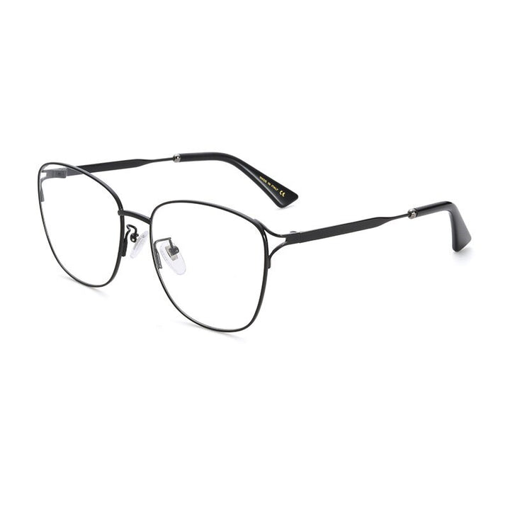 Muzz Women's Full Rim Square Oval Titanium Alloy Frame Eyeglasses C0c000 Full Rim Muzz Black  