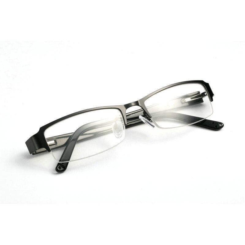 Men's Half Rim Acetate Alloy Frame Eyeglasses Spring Hinge N1816 Semi Rim Bclear   