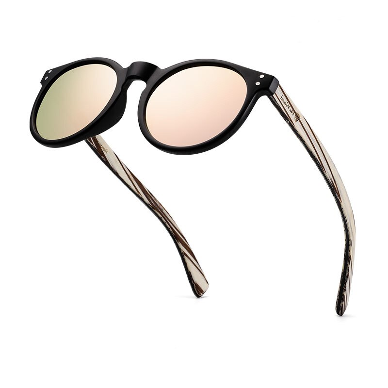 Yimaruili Women's Full Rim Round Wooden Frame Polarized Lens Sunglasses 8003 Sunglasses Yimaruili Sunglasses Pink Other 