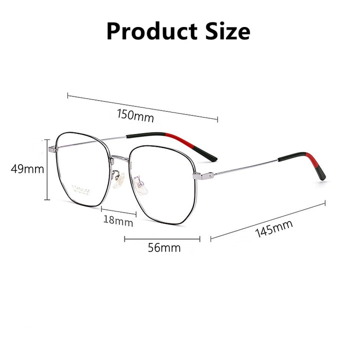 Yimaruili Unisex Full Rim Titanium Polygon Frame Eyeglasses T8821 Full Rim Yimaruili Eyeglasses   