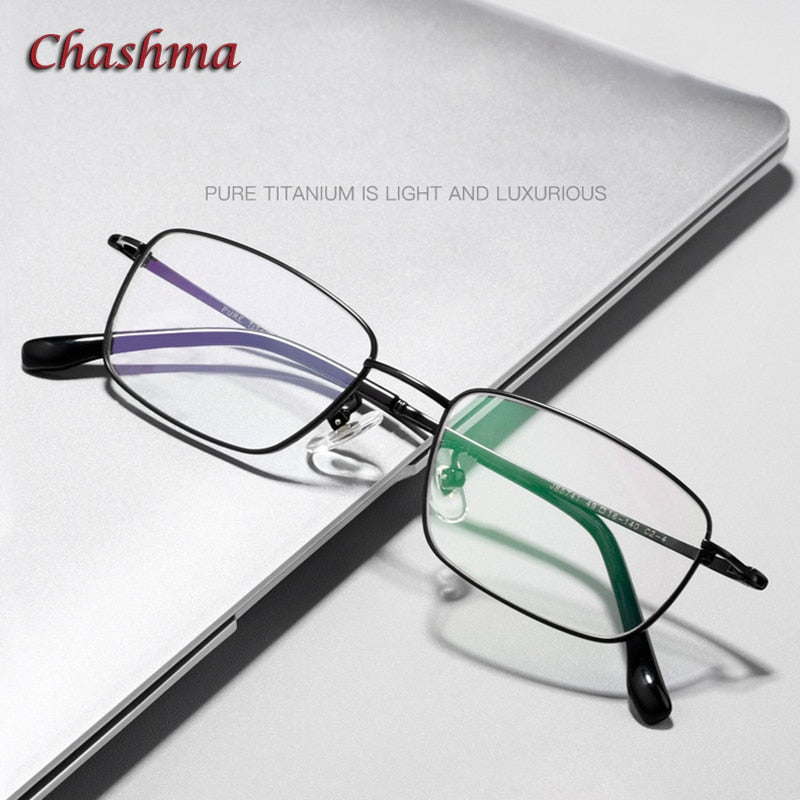 Chashma Ochki Unisex Full Rim Small Square Titanium Eyeglasses 85741 Full Rim Chashma Ochki   