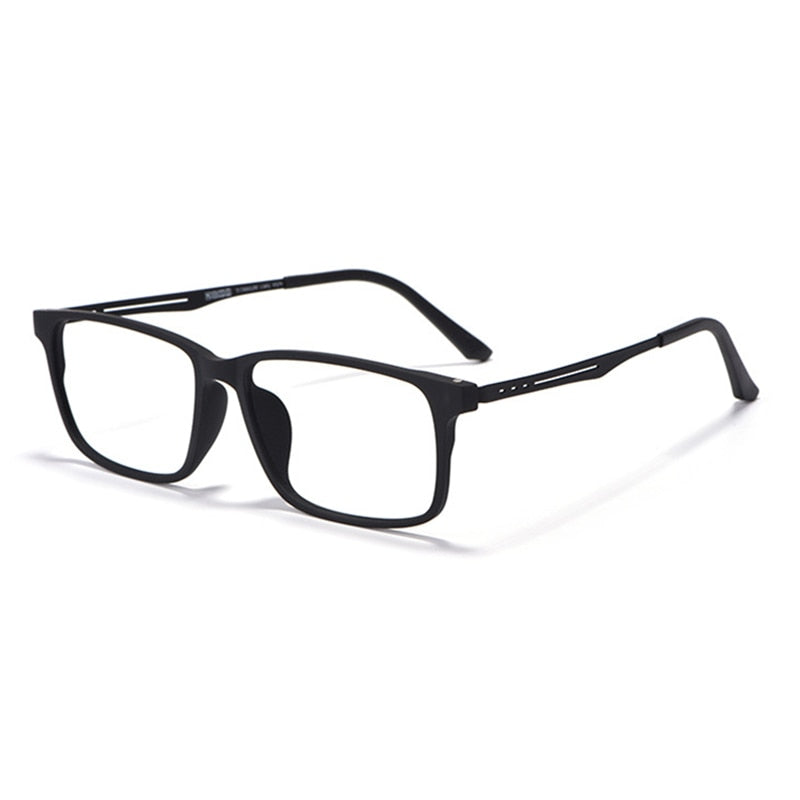 Hotony Unisex Full Rim TR 90 Square Frame Titanium Temple Eyeglasses 8838 Full Rim Hotony black  