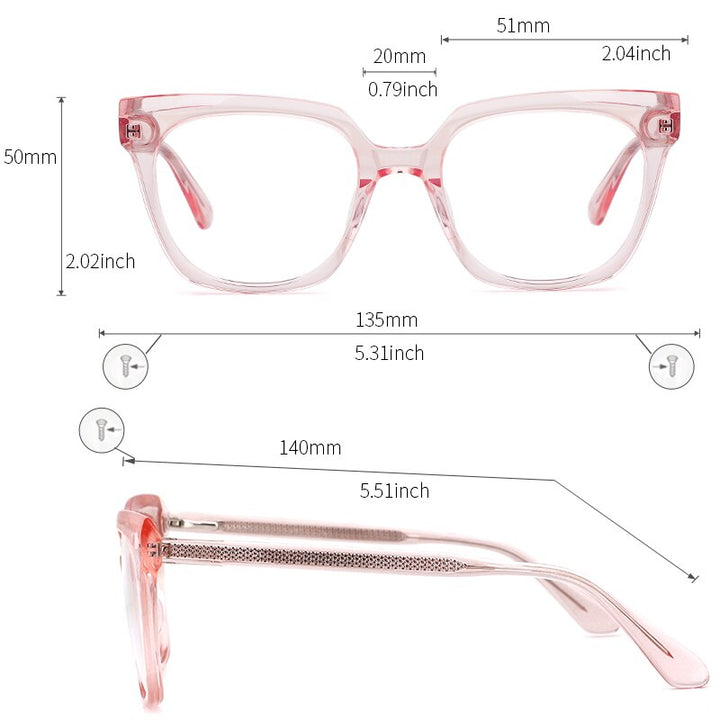 Kansept Women's Full Rim Cat Eye Acetate Alloy Frame Eyeglasses Me1202 Full Rim Kansept   