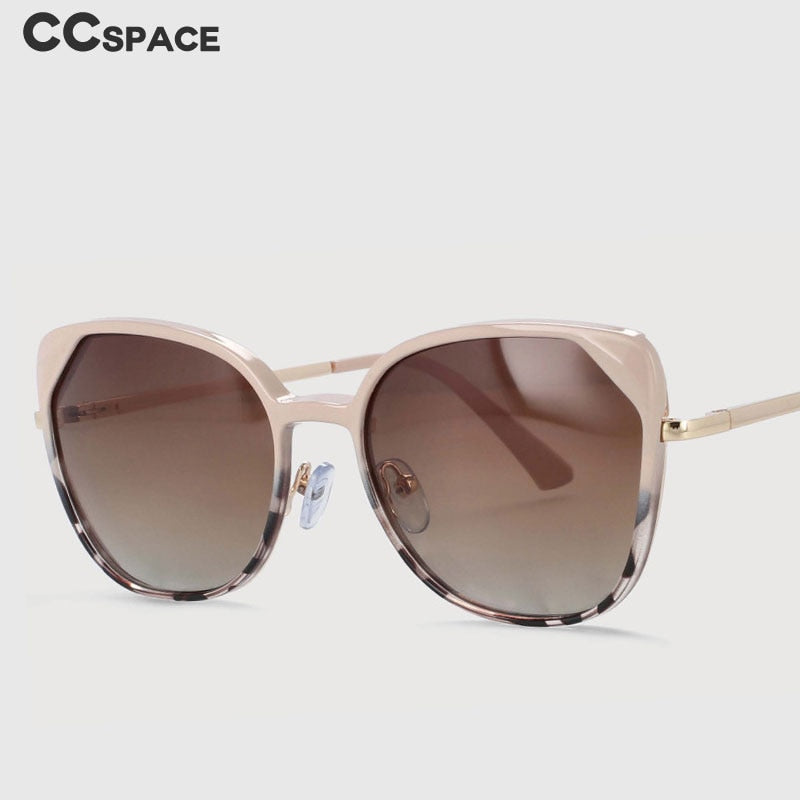 CCspace Women's Full Rim Cat Eye Alloy Eyeglasses Clip On Sunglasses 53963 With Clip Ons CCspace   