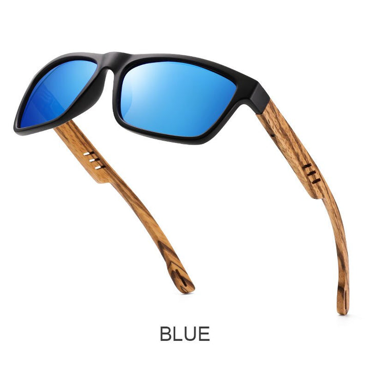 Yimaruili Unisex Full Rim Rectangular Wooden Frame Polarized Lens Sunglasses 8016 Sunglasses Yimaruili Sunglasses Blue  