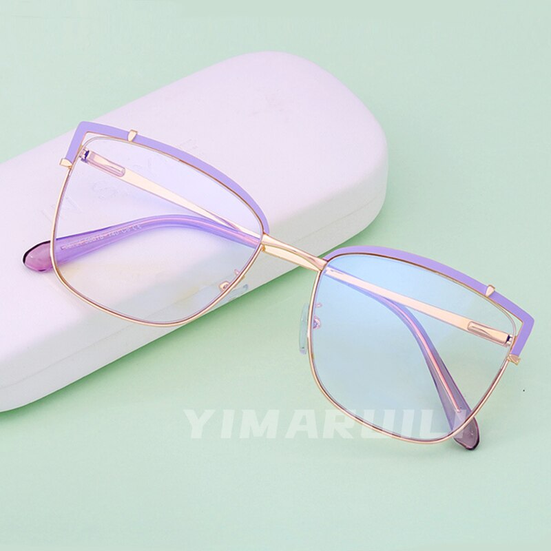 Yimaruili Women's Full Rim Alloy Cat Eye Frame Eyeglasses 95731 Full Rim Yimaruili Eyeglasses   