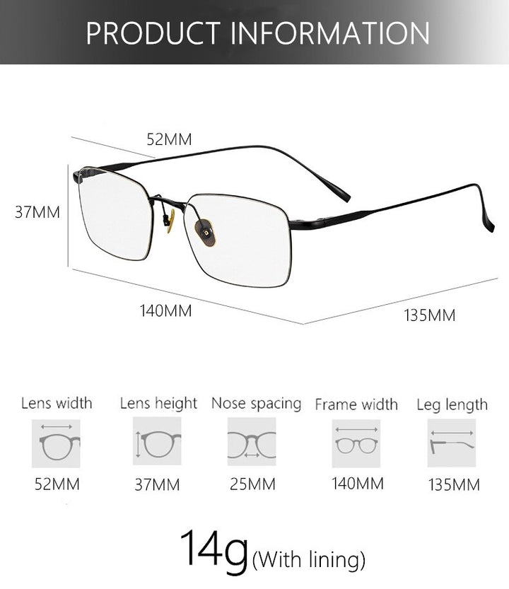 Yimaruili Men's Full Rim Titanium Alloy Frame Eyeglasses SC10T Full Rim Yimaruili Eyeglasses   