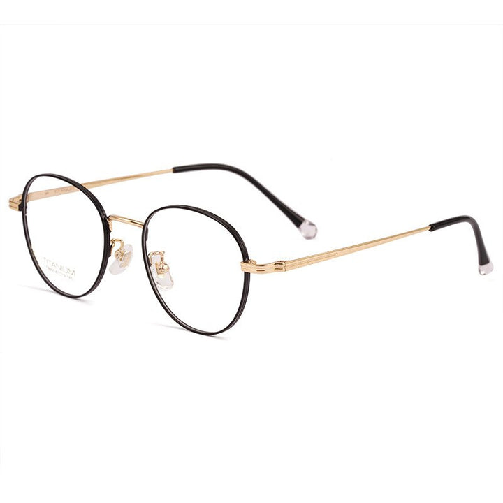 Aissuarvey Titanium Round Full Rim Frame Unisex Eyeglasses T8805 Full Rim Aissuarvey Eyeglasses Gold  