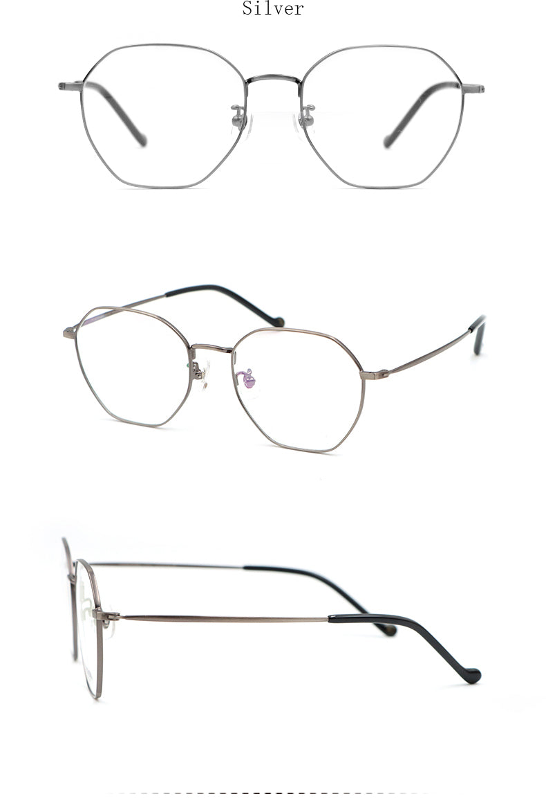 Hdcrafter Unisex Full Rim Polygon Alloy Frame Eyeglasses Ps9800 Full Rim Hdcrafter Eyeglasses   