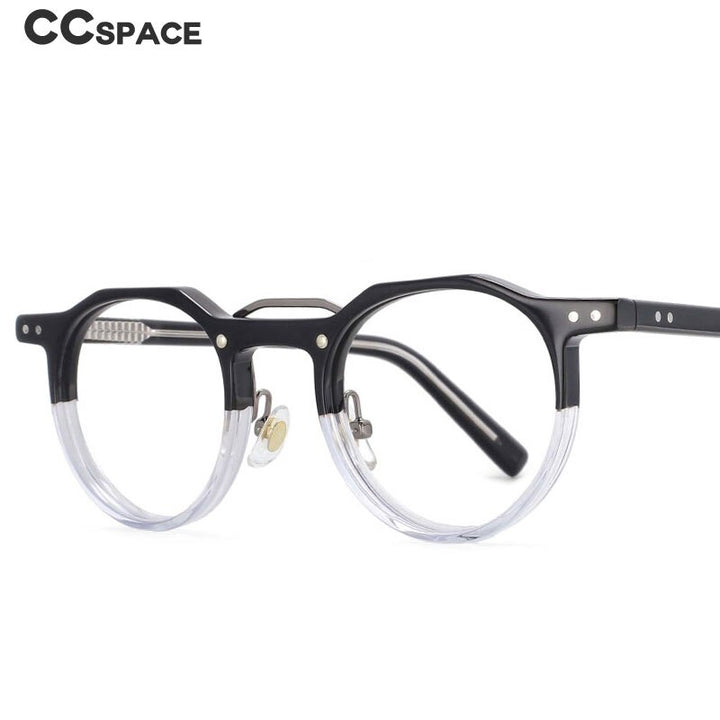 CCSpace Women's Full Rim Round Double Bridge Acetate Alloy Frame Eyeglasses 53894 Full Rim CCspace   