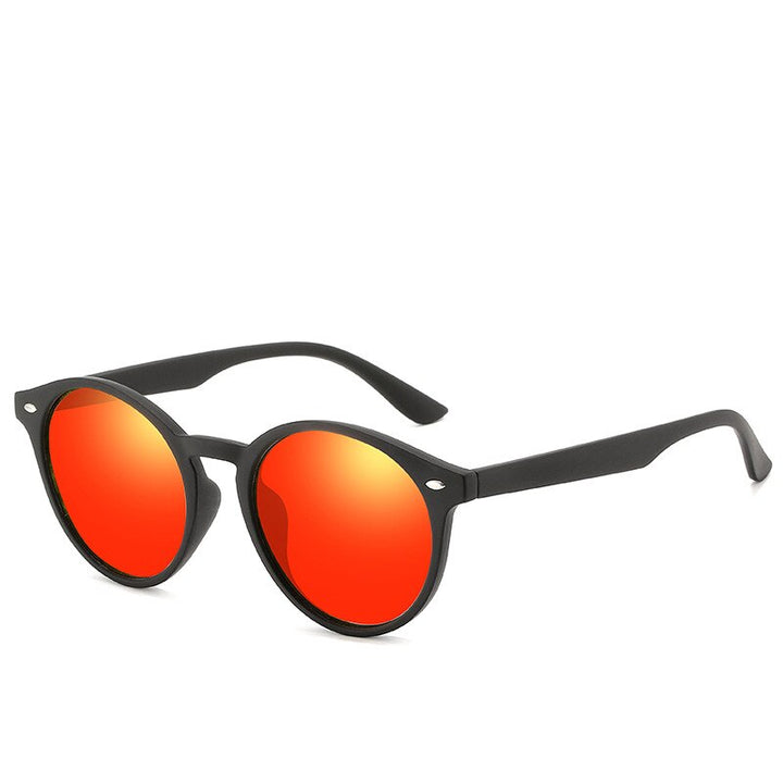 Yimaruili Unisex Full Rim TR 90 Resin Round Frame Polarized Sunglasses 180 Sunglasses Yimaruili Sunglasses Red black 
