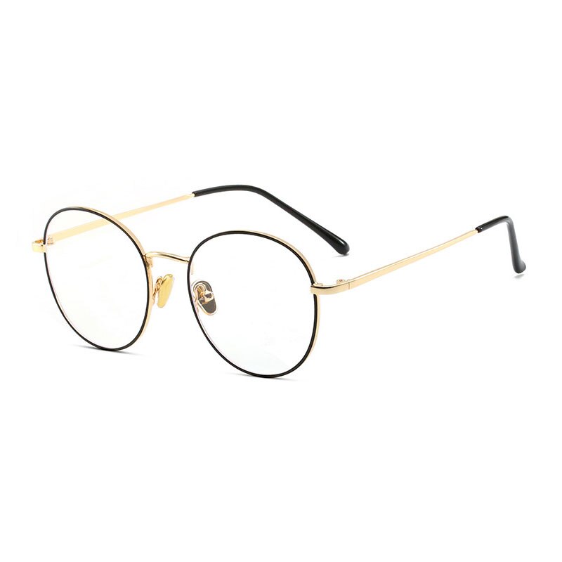 Handoer Unisex Full Rim Round Square Alloy Eyeglasses 9905 Full Rim Handoer Black Gold  