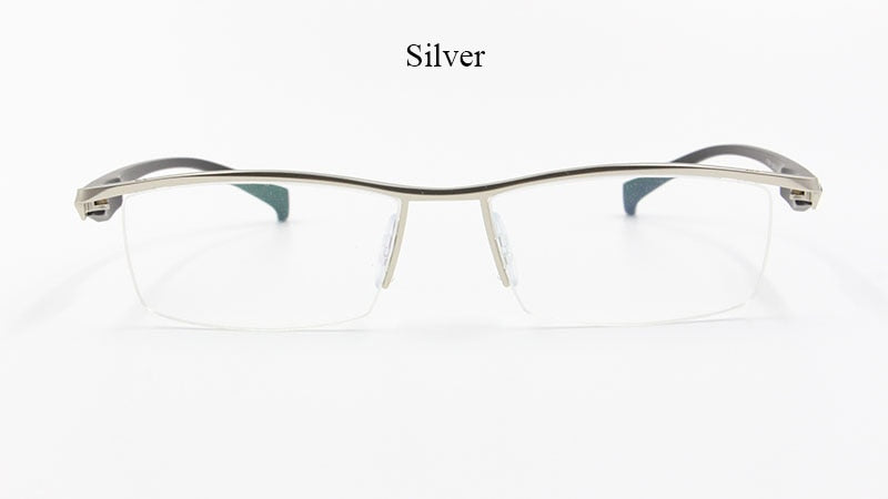 Men's Half Rim Titanium Alloy Frame TR-90 Temple Eyeglasses Np8011 Semi Rim Bclear   