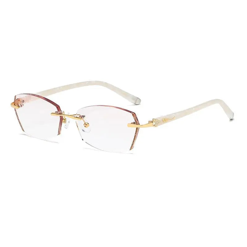 Zirosat 58069 Women's Eyeglasses Alloy Tint Lenses Diamond Cutting Rimless Titanium - golden diamond cut