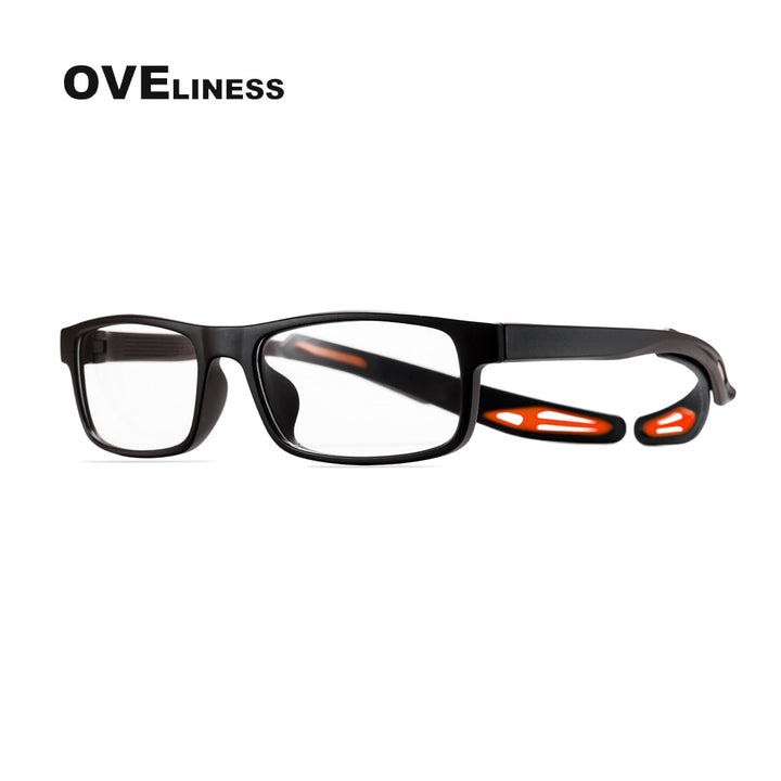 Oveliness Unisex Full Rim Square Tr 90 Titanium Sport Eyeglasses Olad55p Sport Eyewear Oveliness black orange  