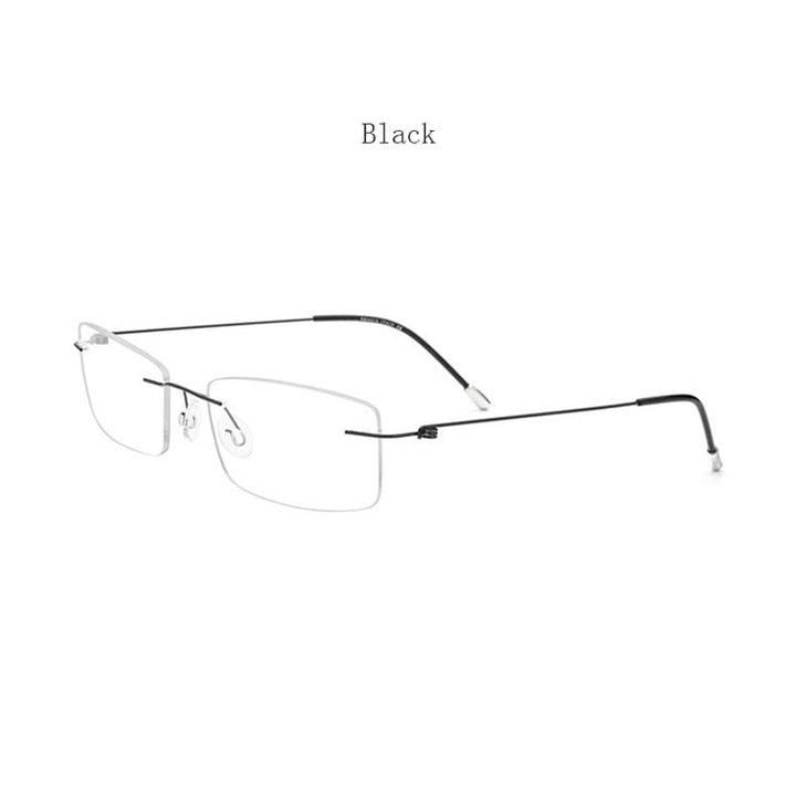 Hdcrafter Women's Rimless Rectangle Titanium Frame Eyeglasses P8361 Rimless Hdcrafter Eyeglasses black  