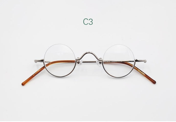 Yujo Unisex Semi Rim Round Stainless Steel Eyeglasses Customized Lens Options 35mm Semi Rim Yujo C3 China 