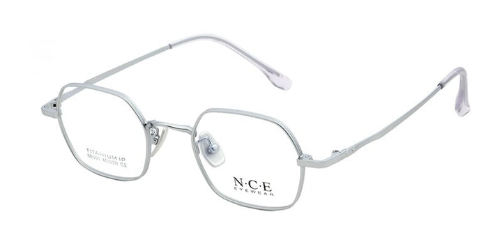 Bclear Unisex Eyeglasses Titanium Small Full Rim Sc88301 Full Rim Bclear silver  