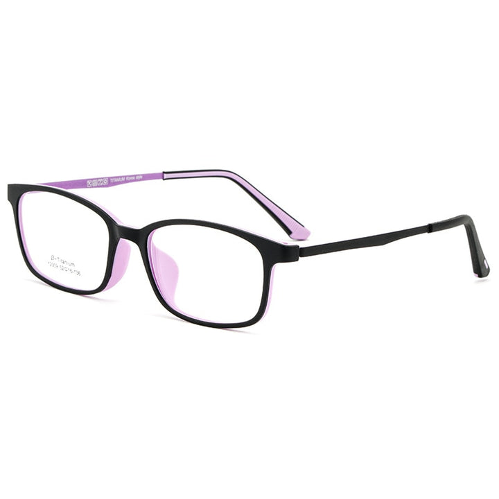 KatKani Women's Full Rim TR 90 Resin β Titanium Frame Eyeglasses Y2009 Full Rim KatKani Eyeglasses Black Purple  