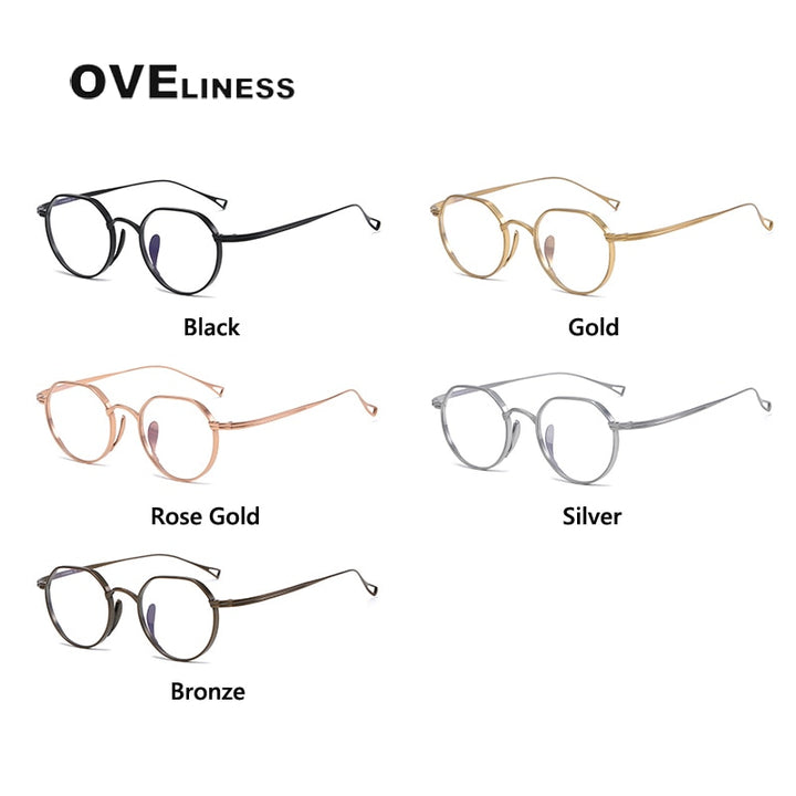 Oveliness Unisex Full Rim Irregular Round Titanium Eyeglasses 9916 Full Rim Oveliness   