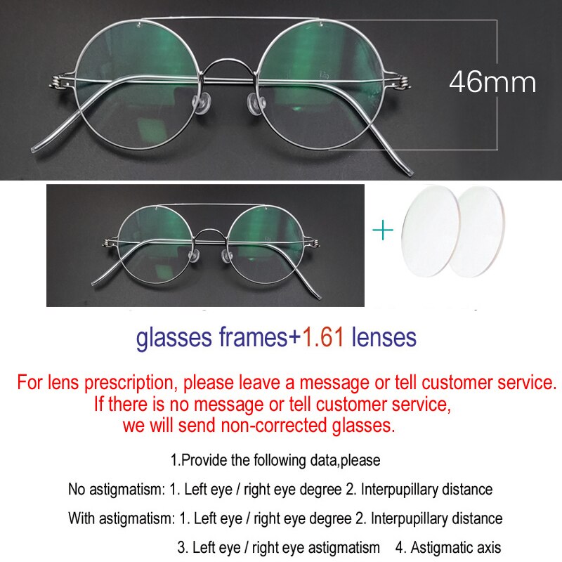 Unisex Handcrafted Steel Round Double Bridge Frame Eyeglasses Customizable Lenses Frame Yujo 1.61 China 