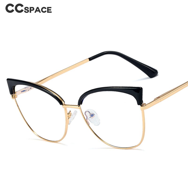 CCSpace Unisex Full Rim Cat Eye Tr 90 Alloy Frame Eyeglasses 48327 Full Rim CCspace   