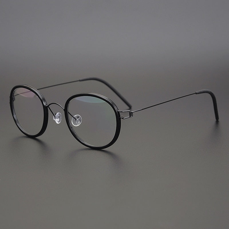 Gatenac Unisex Full Rim Round Screwless Titanium Frame Eyeglasses Gxyj267 Full Rim Gatenac Black  