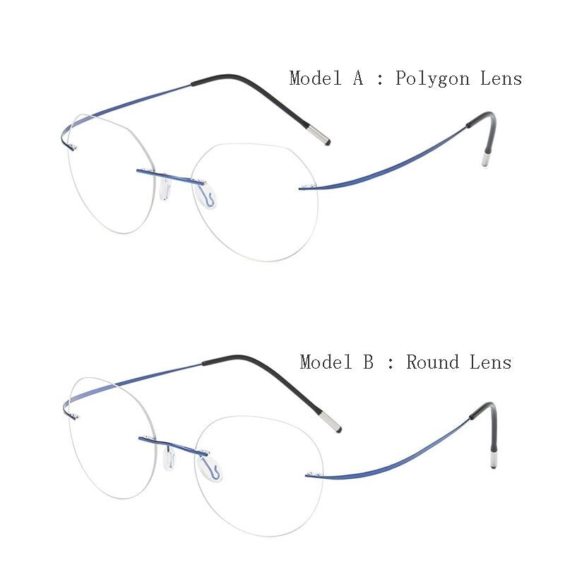 Hdcrafter Unisex Rimless Polygon Round Titanium Frame Eyeglasses 6001-6002 Rimless Hdcrafter Eyeglasses   