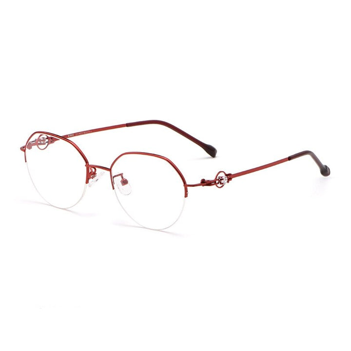 Yimaruili Unisex Semi Rim Alloy Frame Eyeglasses 8001Z Semi Rim Yimaruili Eyeglasses Red  